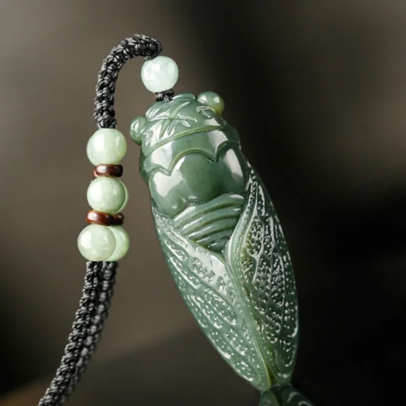 Men Accessories Jewellery - Natural Hetian Jade Cicada Colar de