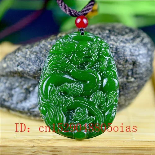 Men Accessories Fashion - Natural Verde Chinês Jade Dragão Colar