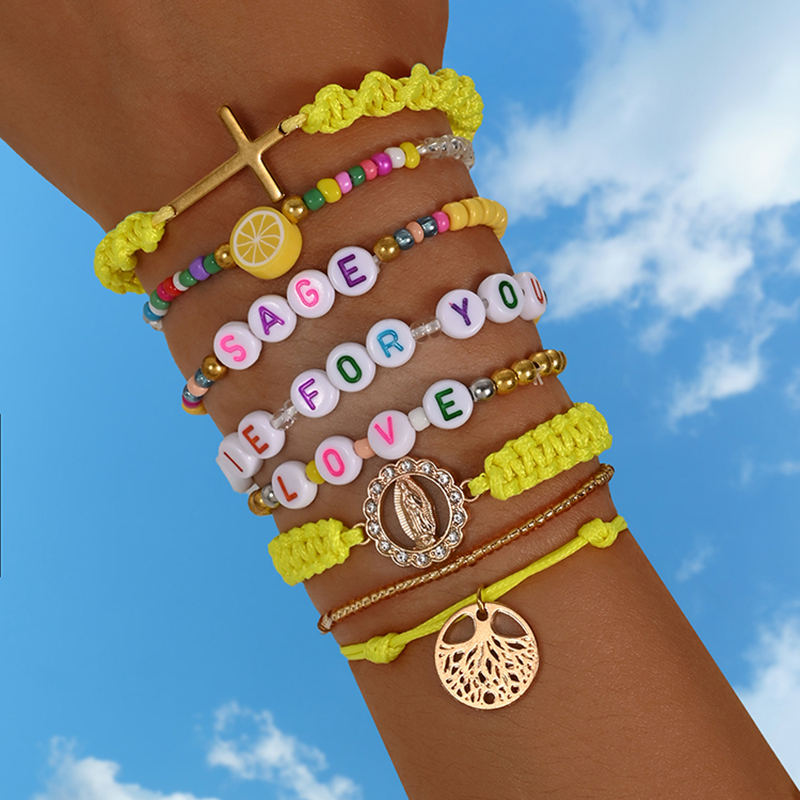 Men'S Accessories Jewelry Sale - Boêmio amarelo criativo carta pingente pulseira