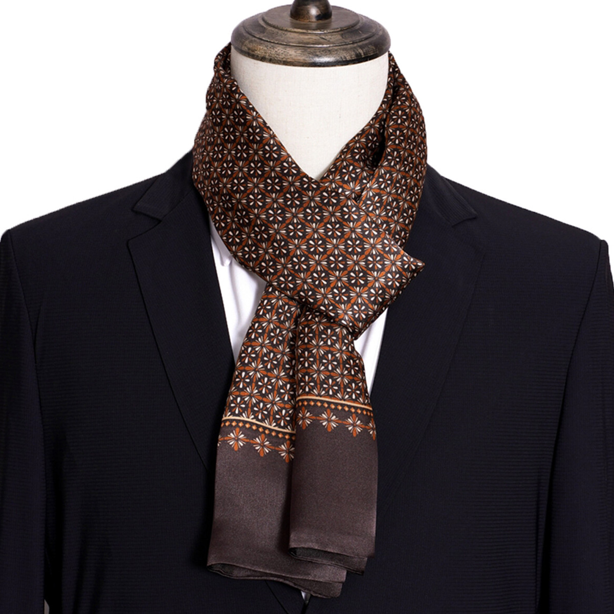 Novo lenço de seda listrado ma - Men Accessories For Neck avaliação e preço