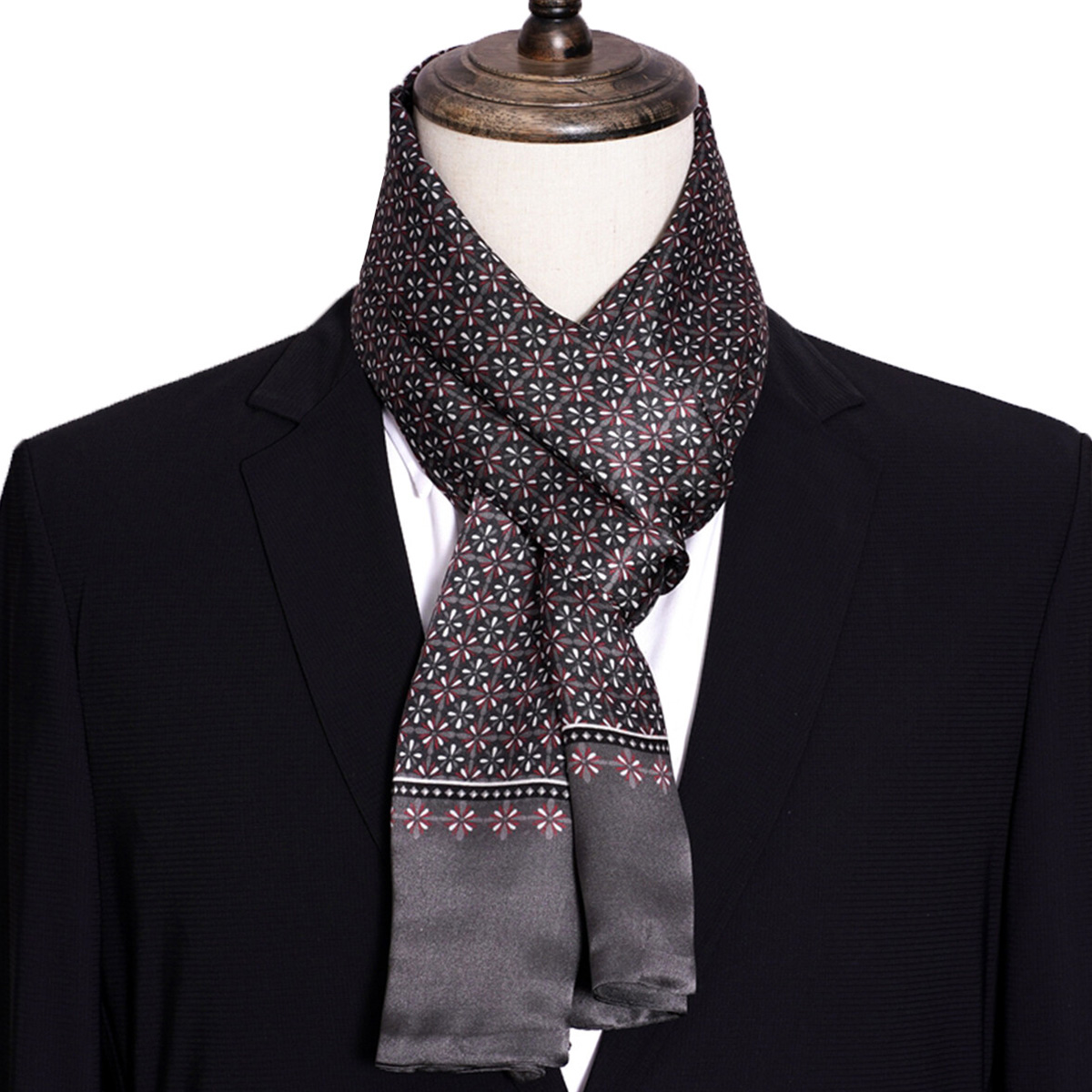 Novo lenço de seda listrado ma - Men Accessories For Neck avaliação e preço