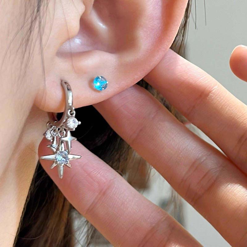 Novo y2k azul zircon estrela b - Men'S Accessories Jewelry Sale avaliação e preço