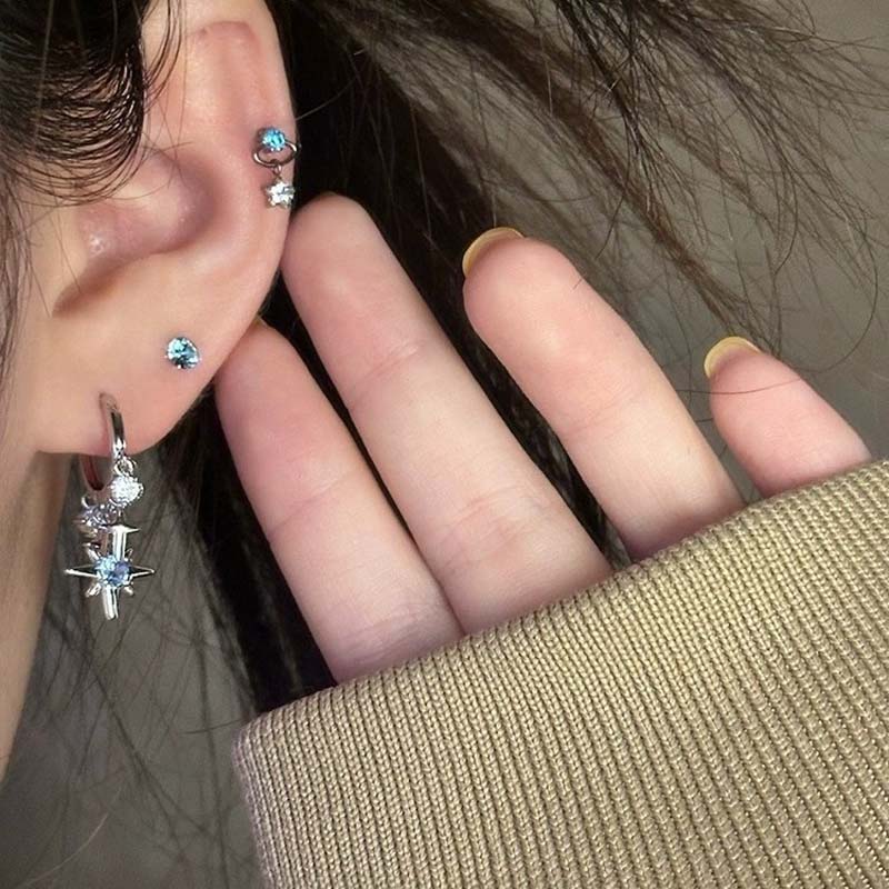 Novo y2k azul zircon estrela b - Men'S Accessories Jewelry Sale avaliação e preço