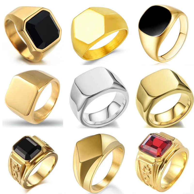 Signet Square Finger Rings for - Men'S Accessories Jewelry Sale avaliação e preço